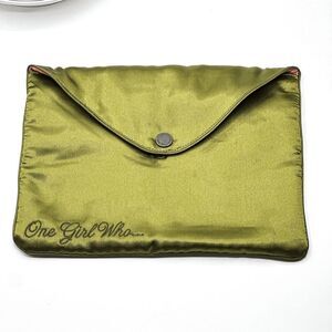 One Girl Who Green and Pink Silk Pouch